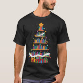 Christmas Library Tree Librarian Funny Book Lover T-shirt (Voorkant)