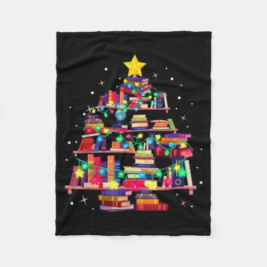 Christmas Library Tree Love Reading Books Nerd Tea Fleece Deken (Voorkant)