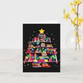 Christmas Library Tree Love Reading Books Nerd Tea Kaart (Gele Bloem)