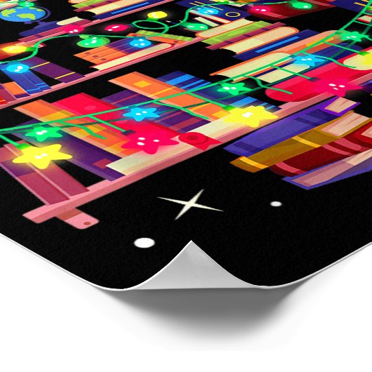 Christmas Library Tree Love Reading Books Nerd Tea Poster (Hoek)