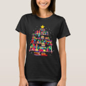 Christmas Library Tree Love Reading Books Nerd Tea T-shirt (Voorkant)