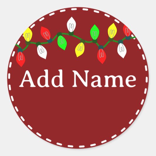 Christmas Light Custom Name Ronde Sticker (Voorkant)