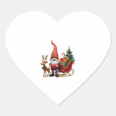Christmas Light Gnome Santa Claus Riding Sleigh Hi Hart Sticker (Voorkant)