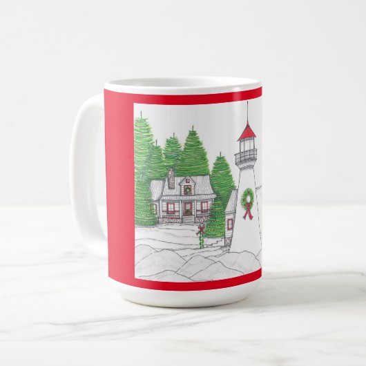Christmas Lighthouse 2 Café Mug (Devant gauche)