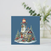 Christmas Lighthouse Christmas Wenskaart (Staand voorkant)