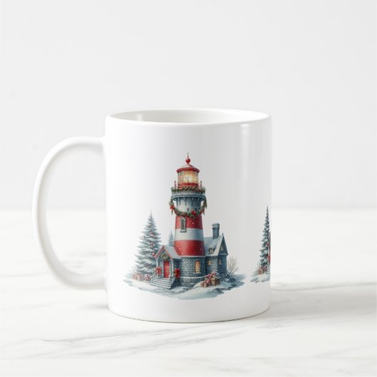 Christmas Lighthouse Coffee Mok (Links)