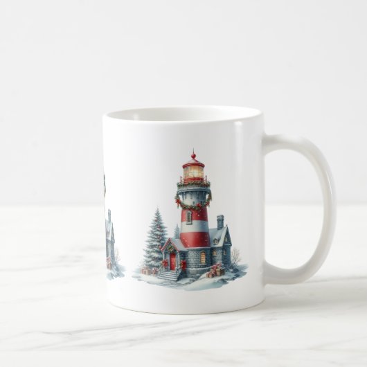 Christmas Lighthouse Coffee Mok (Rechts)