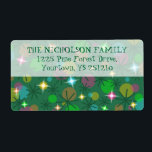 Christmas Lights étiquette de adresse grand texte<br><div class="desc">Un design amusant, festif et rétro inspiré par les lumières de fées de couleur arc-en-ciel sur un arbre de Noël. Étiquette avec un design personnalisable vert, bleu, rose, jaune, orange et vert pour vous permettre de personnaliser avec votre propre texte, photos et idées. Créé à l'aide de techniques numériques par...</div>