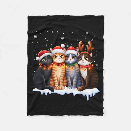 Christmas Lights For Cat Lovers Xmas Fleece Deken (Voorkant)