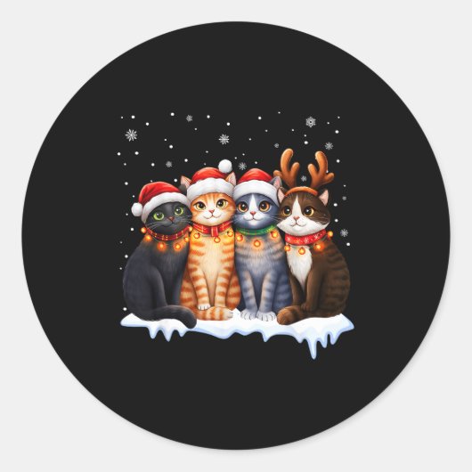 Christmas Lights For Cat Lovers Xmas  Ronde Sticker (Voorkant)