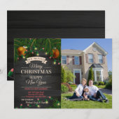 Christmas Lights Fotoaankondiging Feestdagenkaart (Voorkant / Achterkant)