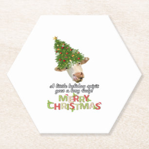 Christmas Lights Koe Lovers Classic T-shirt Kartonnen Onderzetters