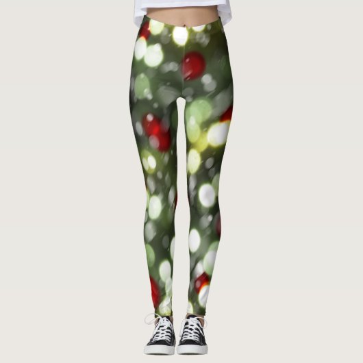 Christmas Lights Leggings with Snow (Voorkant)