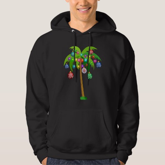 Christmas Lights Palm Tree  Hawaii Beach Tropical  Hoodie (Voorkant)