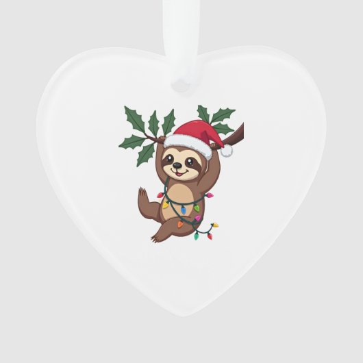 Christmas Lights Sloth Wearing Xmas Hat - Sloth Lo (devant)