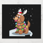 Christmas Lights Soft Coated Wheaten Terrier Dog T Sparkling Wijnetiket (Enkel label)