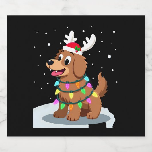 Christmas Lights Soft Coated Wheaten Terrier Dog T Sparkling Wijnetiket (Enkel label)