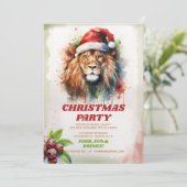 Christmas Lion Waterverf Kaart (Staand voorkant)