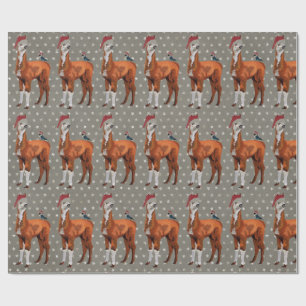 CHRISTMAS LLAMA & BIRD Wrappapier Cadeaupapier