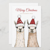Christmas Llama Family Feestdagenkaart (Voorkant / Achterkant)