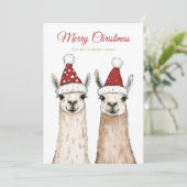 Christmas Llama Family Feestdagenkaart (Staand voorkant)