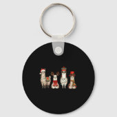 Christmas Llama Quartet Lights Santa Antlers Top H Sleutelhanger (Voorkant)