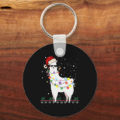 Christmas Llama Santa Hat Ugly Xmas Tree Alpaca Gi Sleutelhanger (Voorkant)