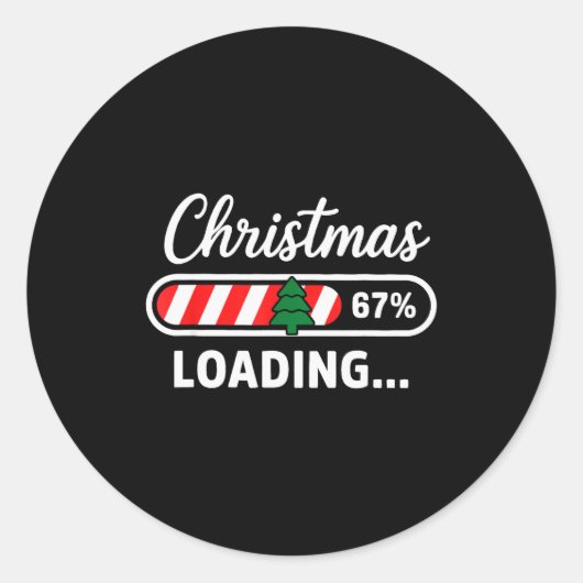 Christmas Loading 67% Funny 6 7 Meme Xmas Gen Alph Ronde Sticker (Voorkant)