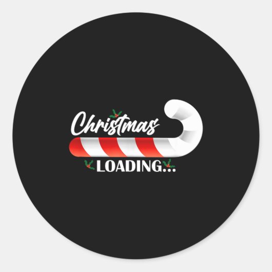 Christmas Loading Fir Tree Candy Cane Ronde Sticker (Voorkant)