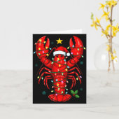 Christmas Lobster With Santa Hat Funny Holiday Kaart (Gele Bloem)