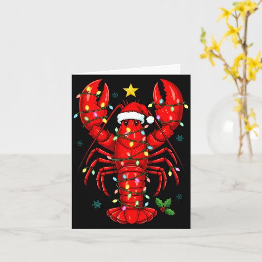 Christmas Lobster With Santa Hat Funny Holiday Kaart (Gele Bloem)
