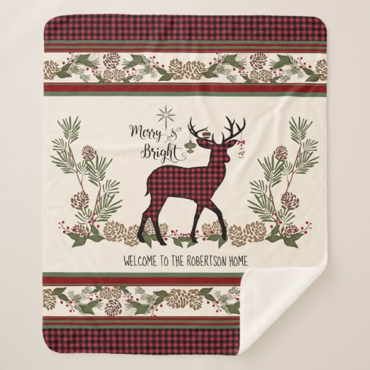 Christmas Lodge Merry Bright Deer Buffalo Plaid (Devant)