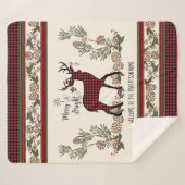 Christmas Lodge Merry Bright Deer Buffalo Plaid (Devant (Horizontal))