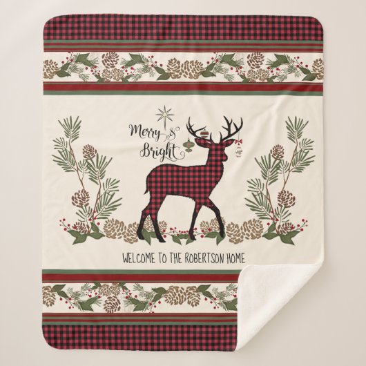 Christmas Lodge Merry Bright Deer Buffalo Plaid (Devant)