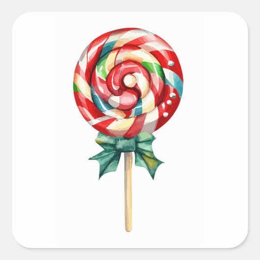 Christmas Lollipop Vierkante Sticker (Voorkant)