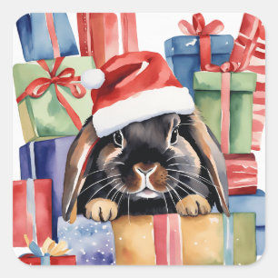 Christmas Lop Bunny Rabbit Vierkante Sticker
