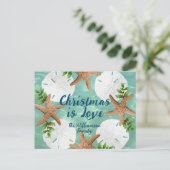 Christmas Love Beach Wreath Sea Green Carte postal (Debout devant)