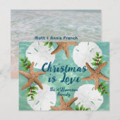 Christmas Love Beach Wreath Sea Green Carte postal (Devant / Derrière)