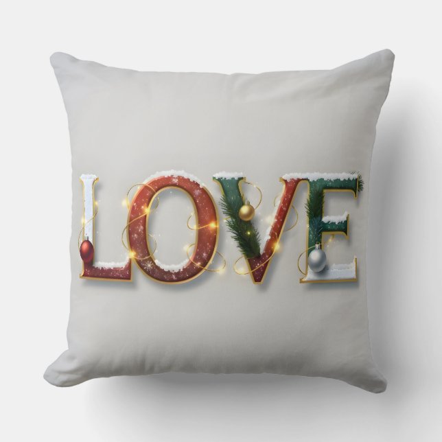 Christmas LOVE Festive Decorative Pillow Kussen (Voorkant)