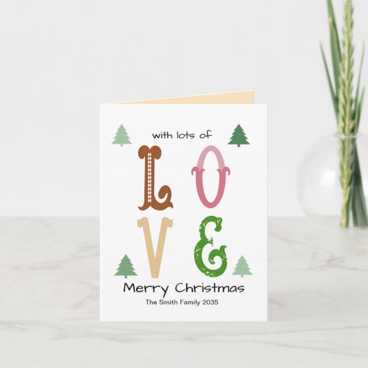 Christmas Love Modern Typography Custom Folded  Feestdagen Kaart (Voorkant)