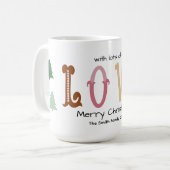 Christmas Love Modern Typography Personalized Mug  Koffiemok (Voorkant links)