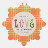 Christmas Love Modern Typography Personalized  Ornament Kaart (Voorkant)