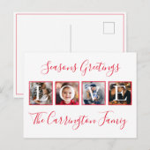 Christmas Love Photo Holiday Carte postale de Noël (Devant / Derrière)