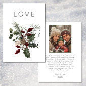 Christmas Love Rustic Minimal Photo Greenery Feestdagenkaart