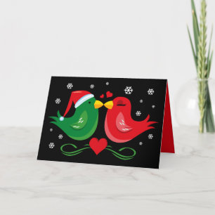 Christmas Lovebirds Gepersonaliseerde Kaart