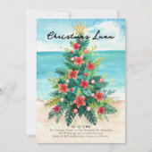 Christmas Luau - Tropical Beach Palm Tree Holiday Kaart (Voorkant)