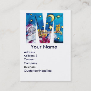 CHRISTMAS M LETTER/INSPIRED SANTA MONOGRAM VISITEKAARTJE