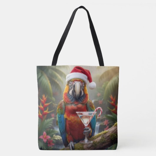 Christmas Macaw Parrot With Martini Cocktail Draagtas (Voorkant)
