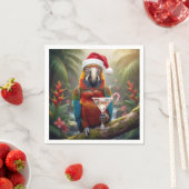Christmas Macaw Parrot With Martini Cocktail Servet (Insitu)