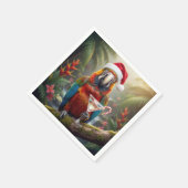 Christmas Macaw Parrot With Martini Cocktail Servet (Hoek)